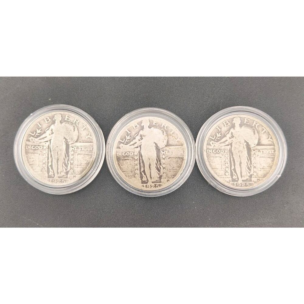 Lot of (3) 1925-P Standing Liberty Quarters - Clear Dates - 90% Silver SLQ Trio